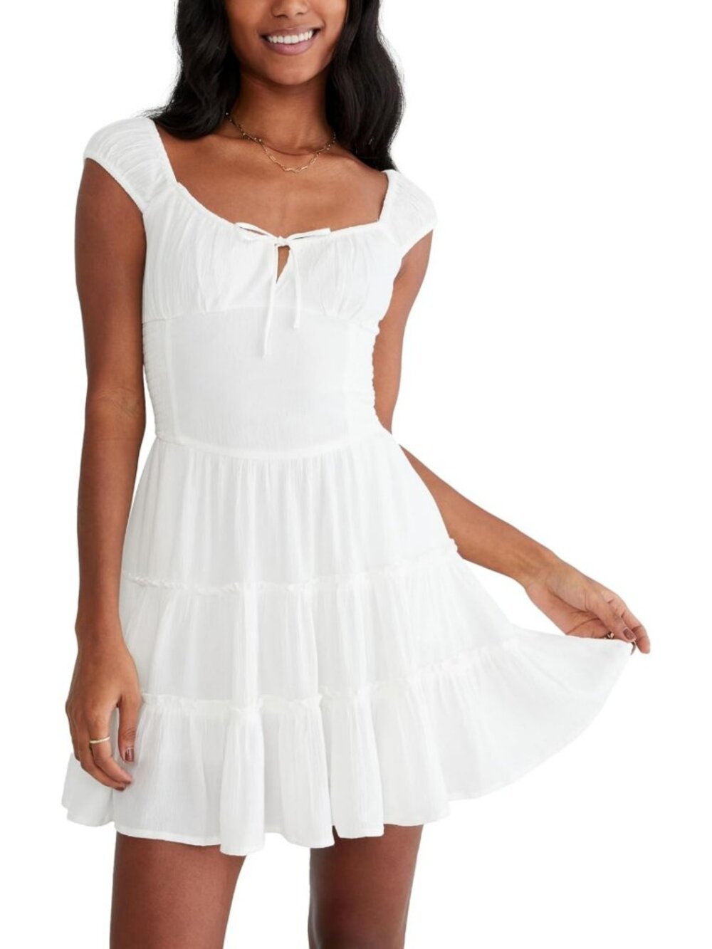 Smocked Waist Short Sleeve Mini Dress for Women - Cute Casual Summer Style